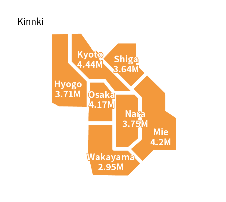 Average Annual Income of Bus Drivers by Prefecture in 2022 Kinki