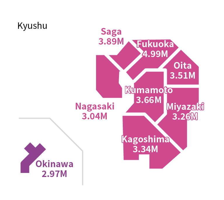 Average Annual Income of Bus Drivers by Prefecture in 2022 Kyushu